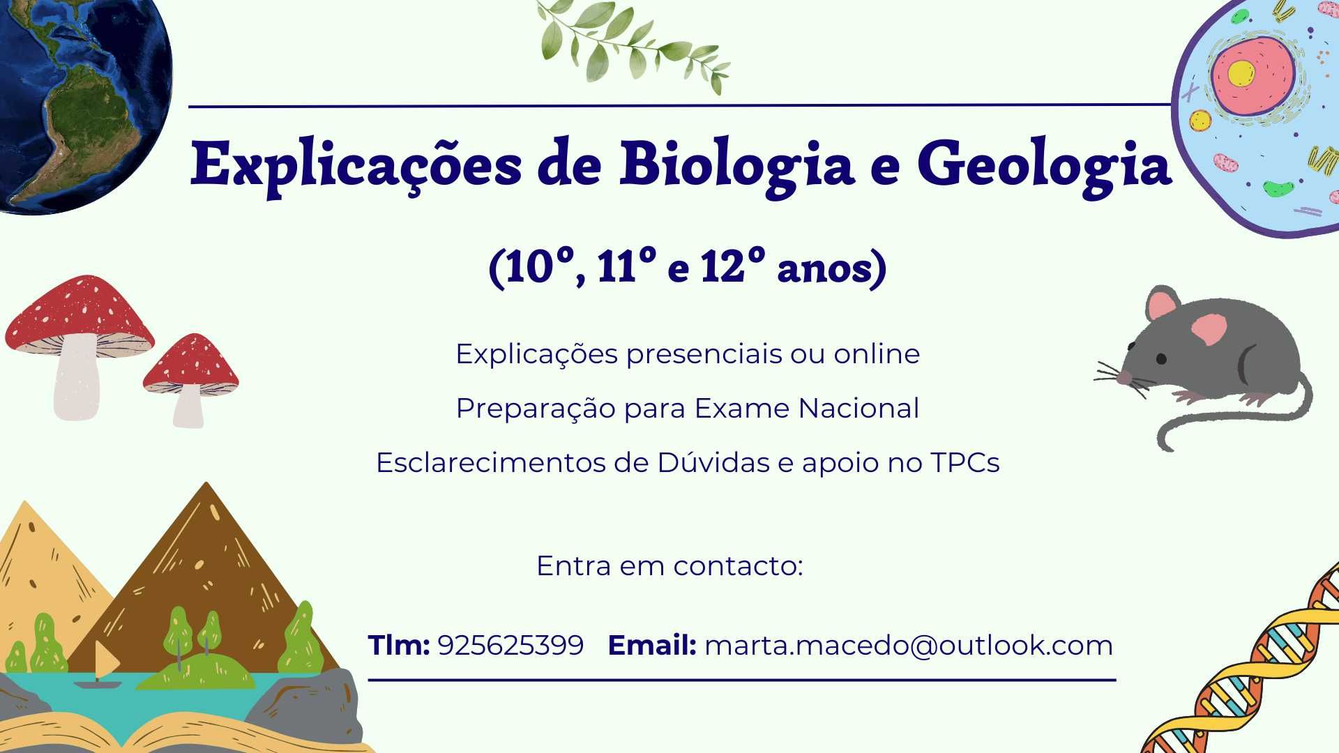 Explicações de Biologia e Geologia (10º, 11º e 12º anos)