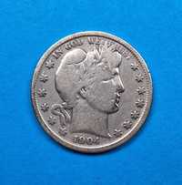 USA pół dolara, Half Dollar Barber rok 1904, dobry stan, srebro 0,900