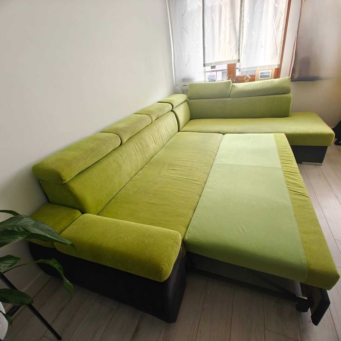 Używana zielona sofa narożnik tylko 300 zł