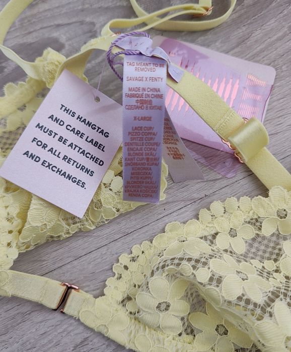 Przepiękny stanik biustonosz jasno żółty kwiatowy kwiaty Savage X