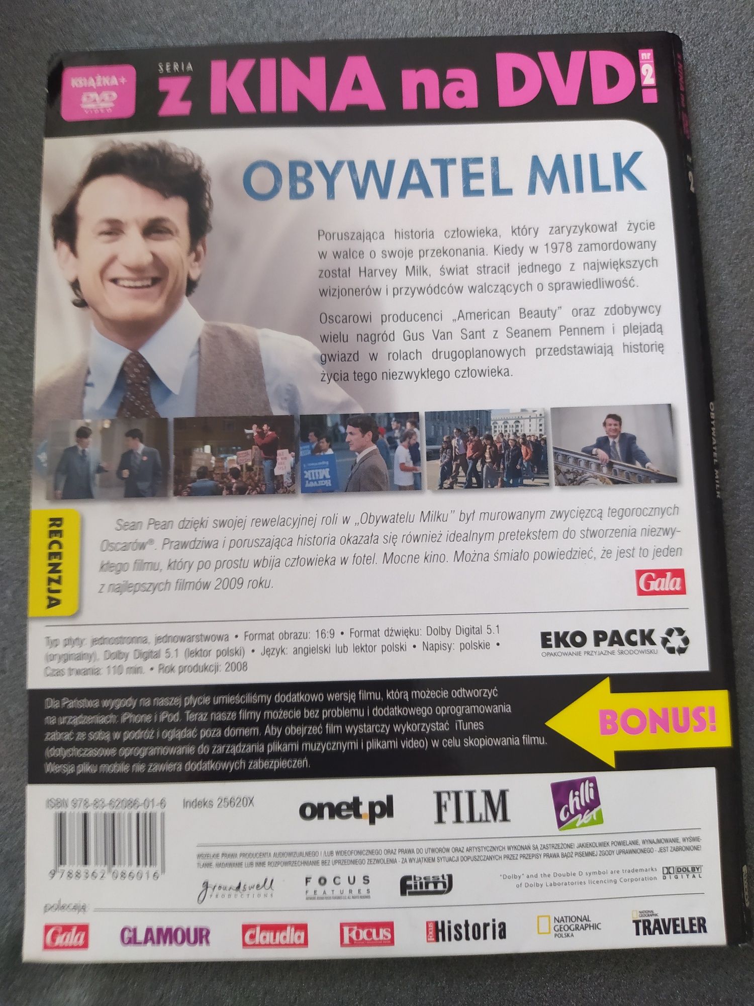 Film DVD Obywatel Milk dramat Oscarowy film Dean Penn