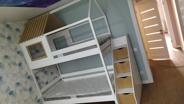 Дитяче двохярусне ліжко будиночок / Детская двухярусная кровать домик
