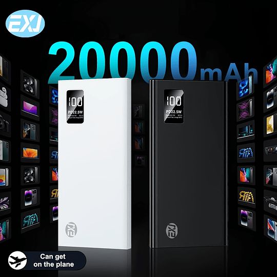 Power Bank EXJ 20000mAh/10000mAh, Carregador Portátil de Exterior com