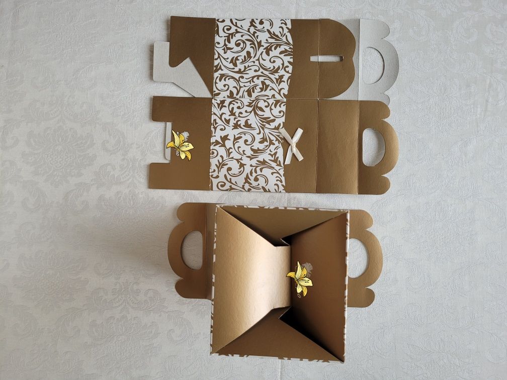 Весільні Золоті коробки для короваю свадебные коробки для каравая