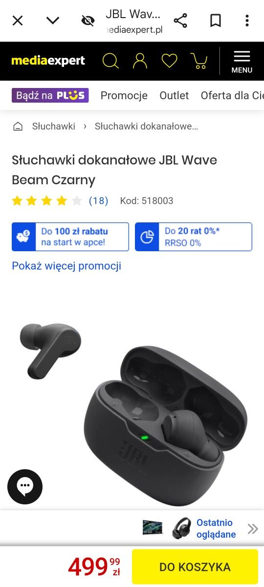 Sluchawki JBL WAVE BEAM. . Biale i czarne. Okazja