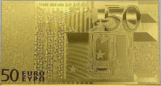 50 Euro ZŁOTY Banknot Złote Banknoty Złoto 24 karat