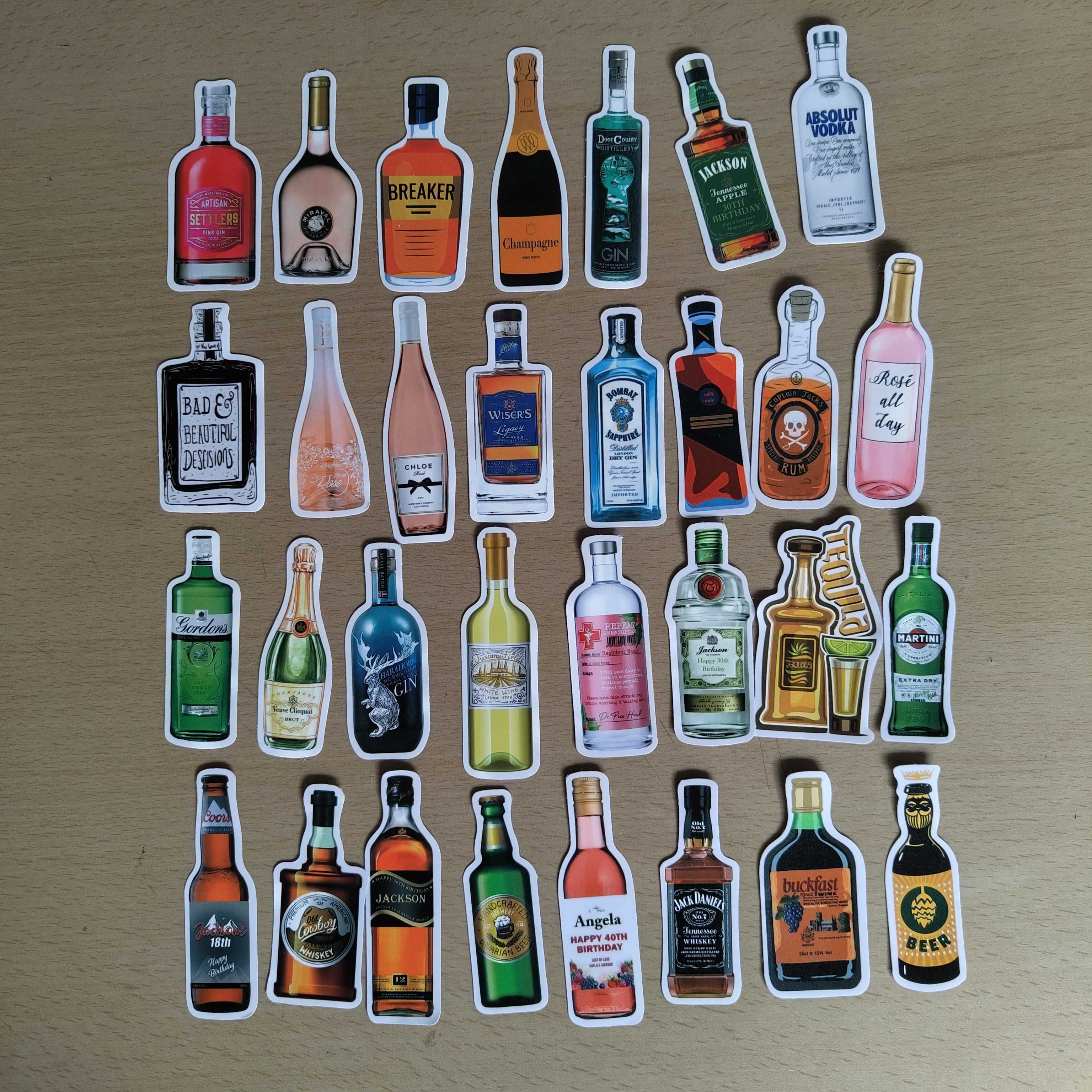 50 Autocolantes Stickers Garrafas Bebidas
