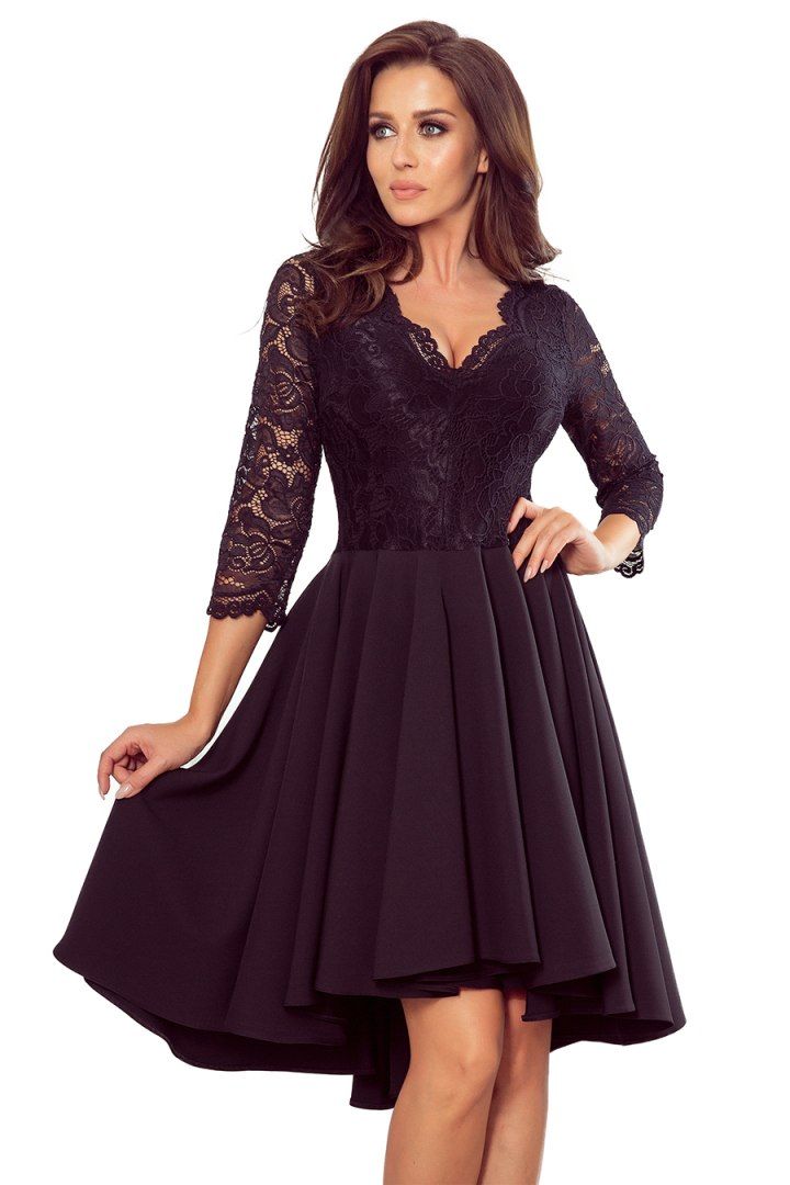 Sukienka z koronkowym dekoltem czarna Nicolle XXL