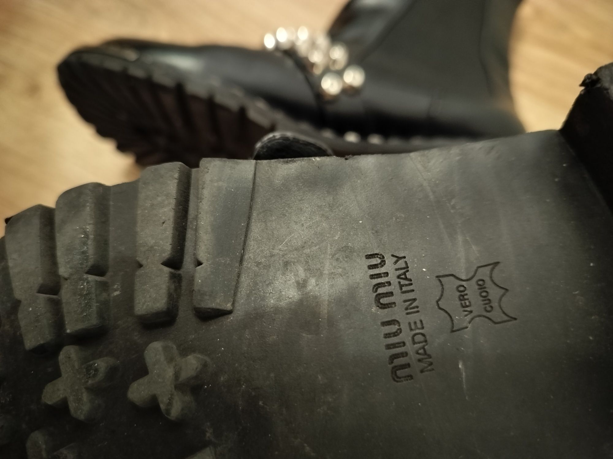 Botki bikery Miu Miu 39 skóra naturalna
