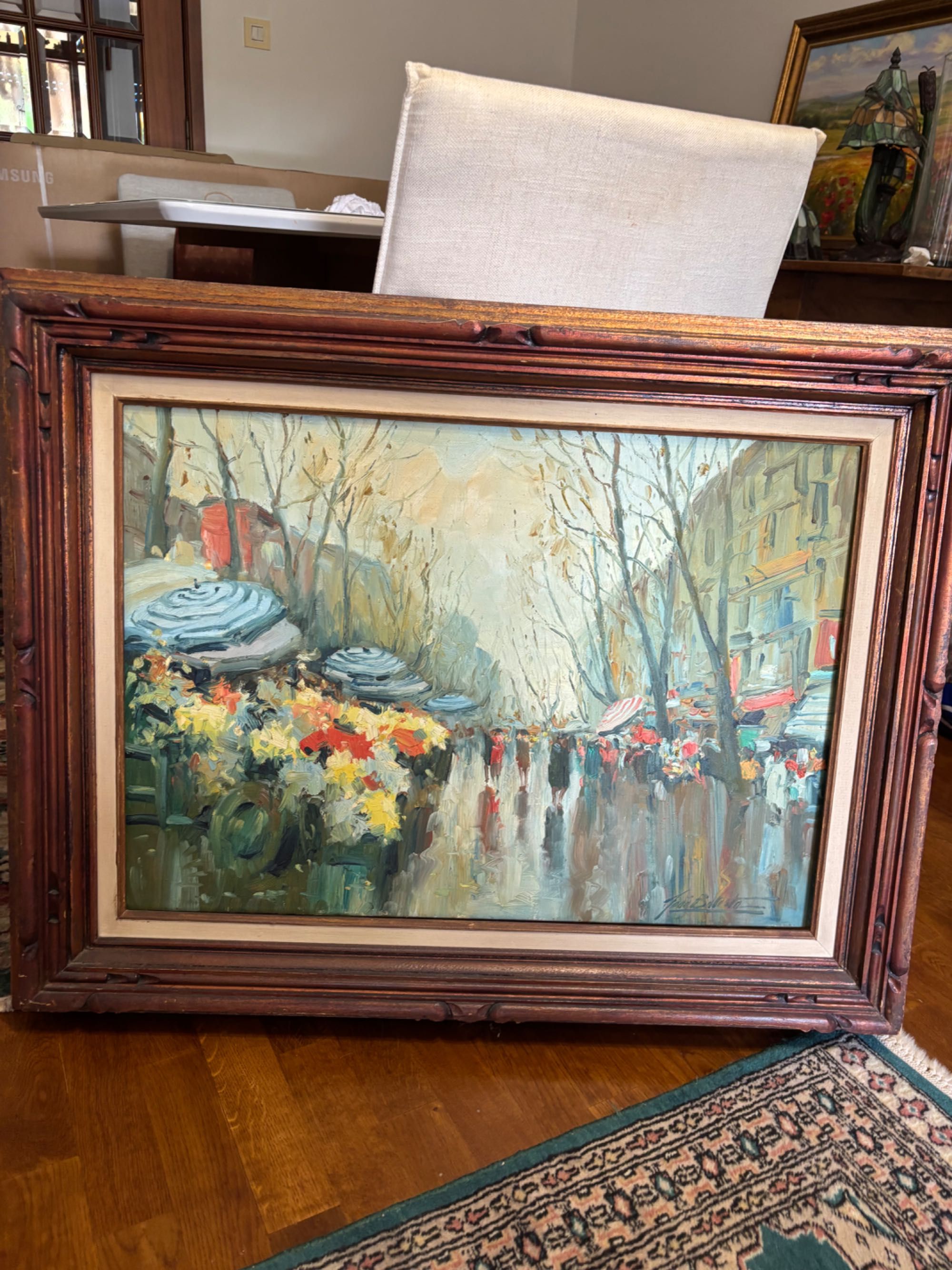Pintura a óleo retratando Boulevard Parisiense