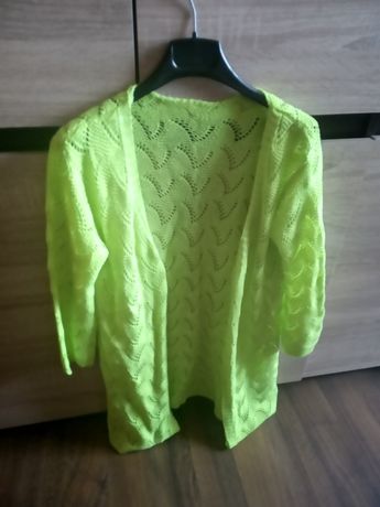 Sweter ażurowy neonowy zielony