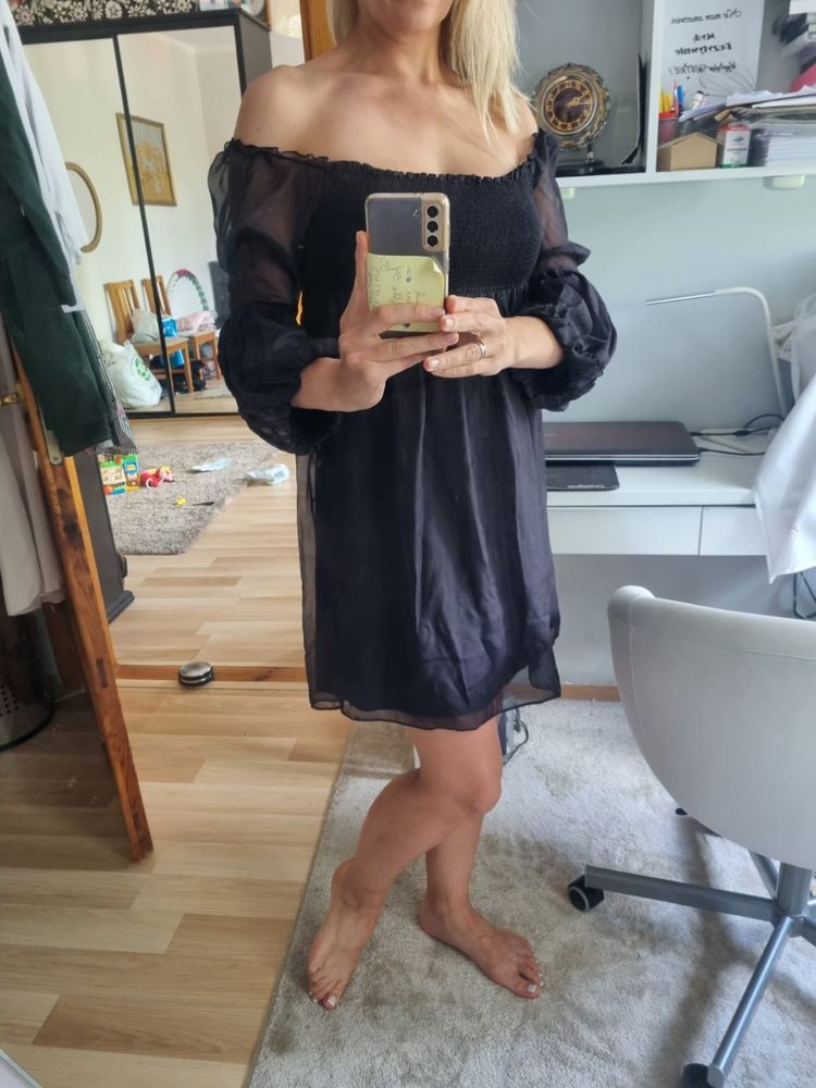 Sukienka szyfonowa , czarna Zara M