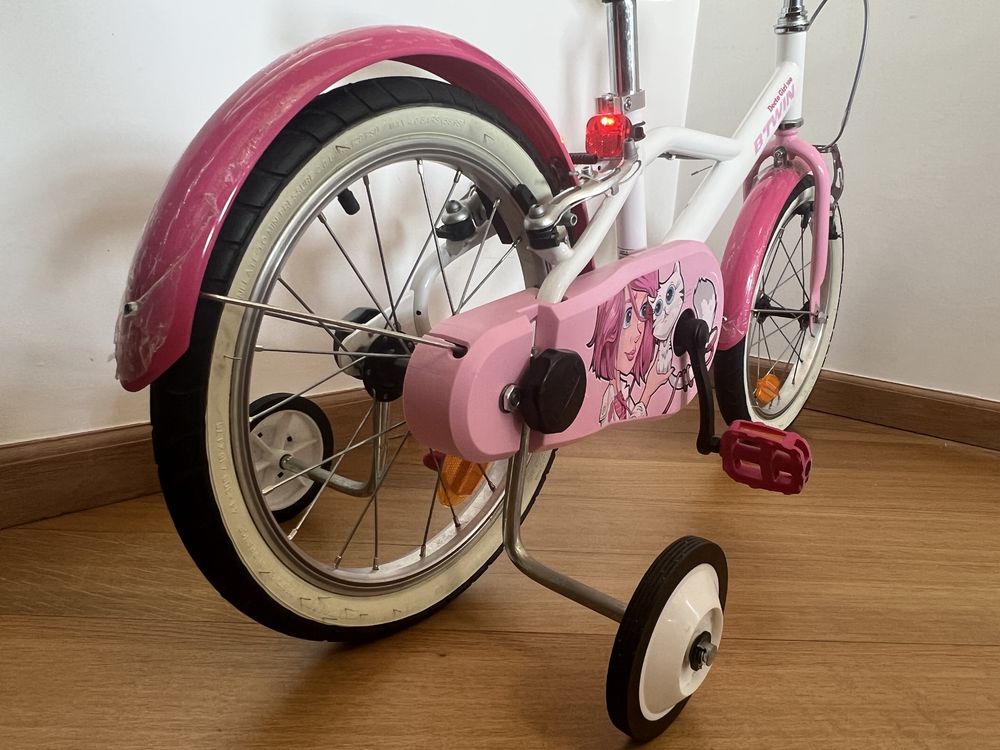 Bicicleta b-twin, 16" criança, c/ rodinhas