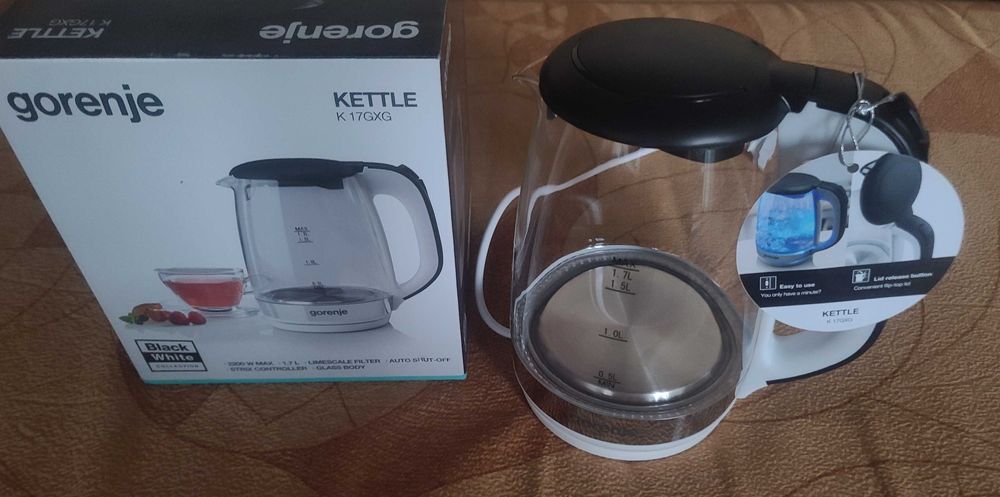 Електрочайник Gorenje 1.7 л 2200 Вт скло підсвічування фільтр диск