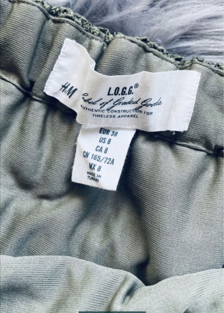 H&m spódnica koronkowa khaki M