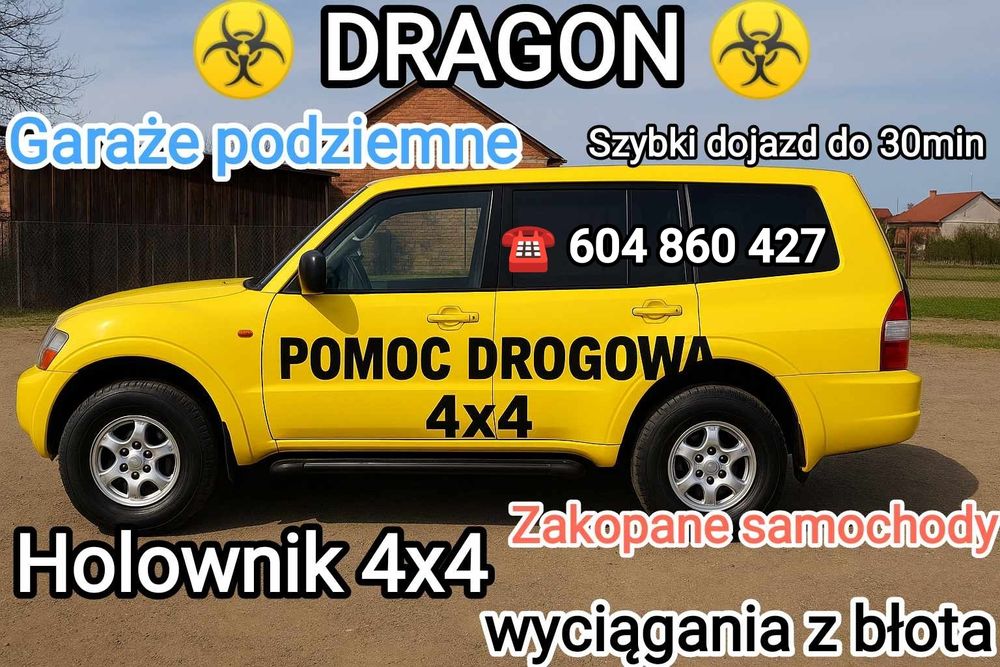 DRAGON Tanio Pomoc Drogowa,Laweta Zielona Góra,Bus 6 osob,Holownik 4x4