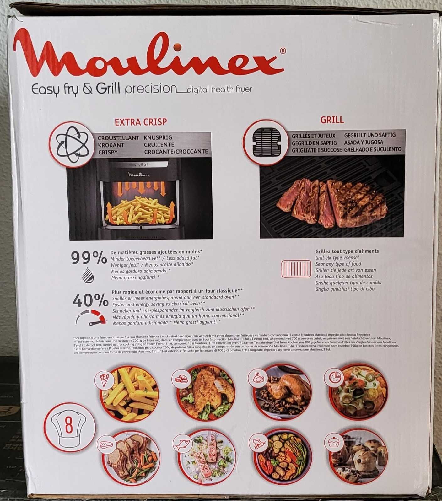 Fritadeira Sem Óleo Air Fryer & Grill Precision da Moulinex, Nova