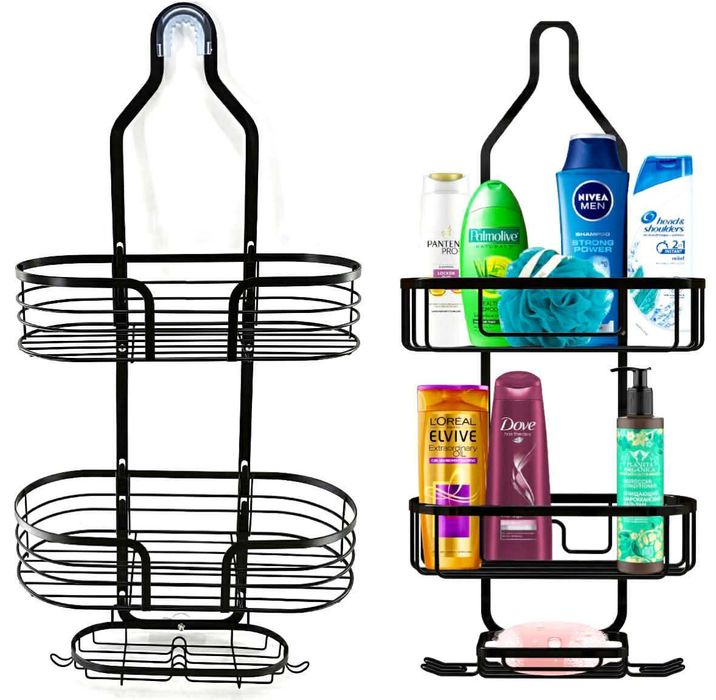 PÓŁKA ŁAZIENKOWA Wisząca Pod Prysznic Podwójna Łatwy Montaż Nowa