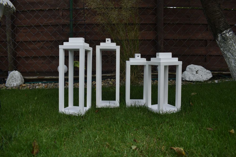 Zestaw 2 duże 2 małe lampiony białe