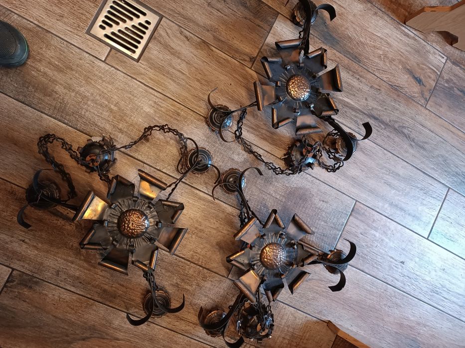 Stare lampy sufitowe 3szt antyk PRL loft retro vintage rustykalne hit