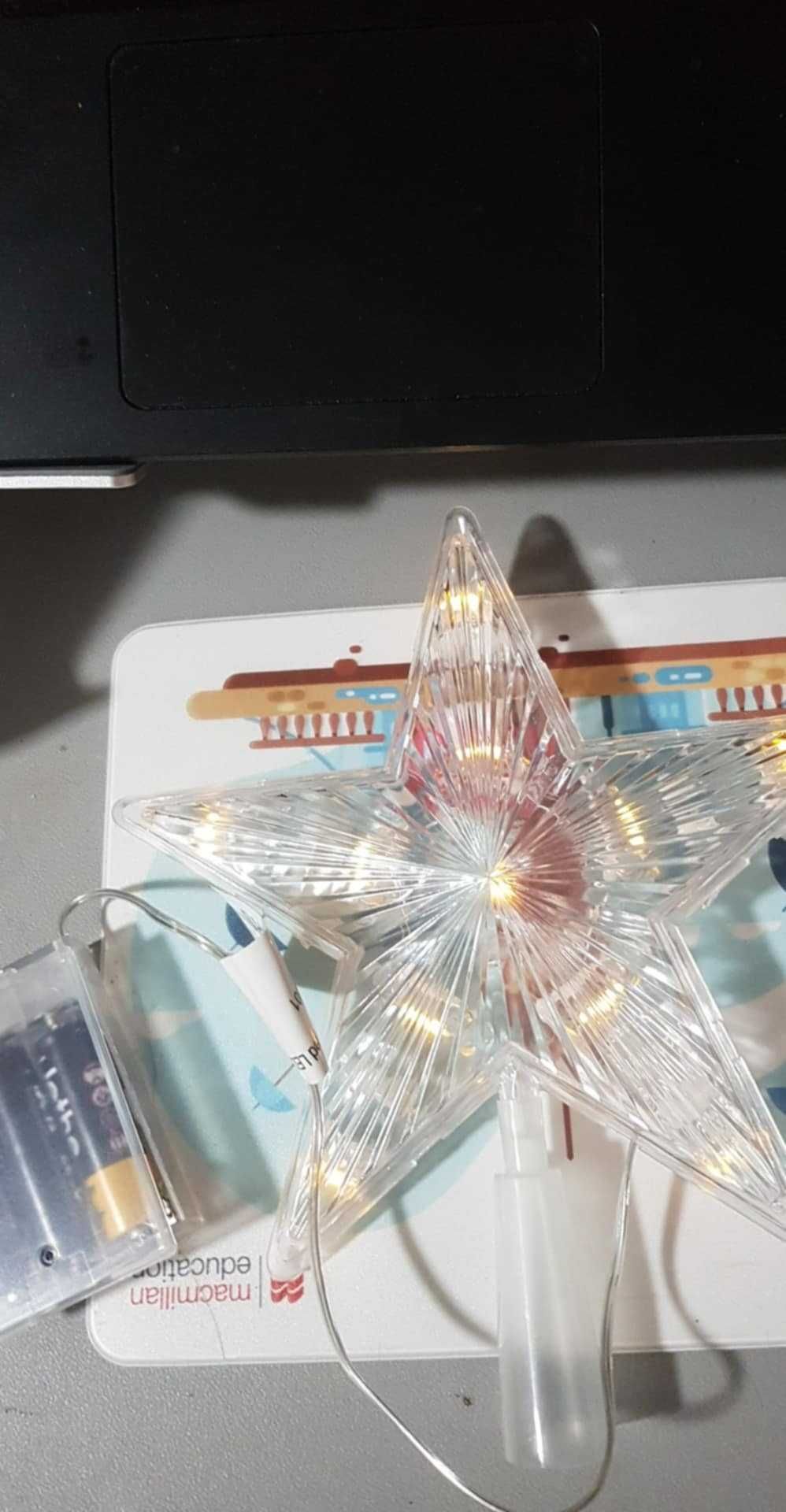 Gwiazda na choinkę dekorację ozdobę na 3 baterie 20 cm
