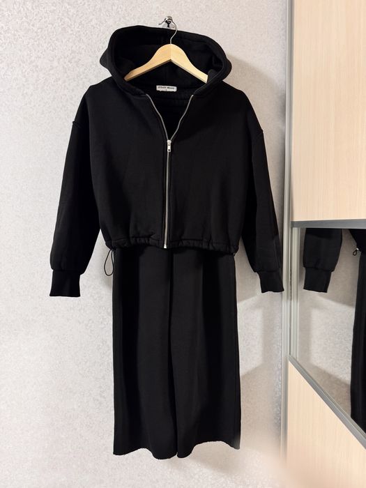 Зимний женский спортивный костюм на флисе клёш