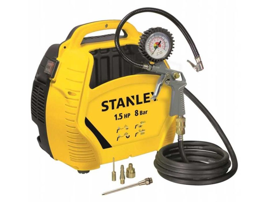 [NOWY] Kompresor STANLEY 8 bar 1.5 KM z pistoletem i wężem | GWARANCJA