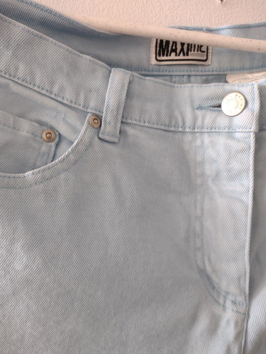 Błękitne vintage jeans 44 XXL. Pas 42, biodra 55cm, materiał się rozci