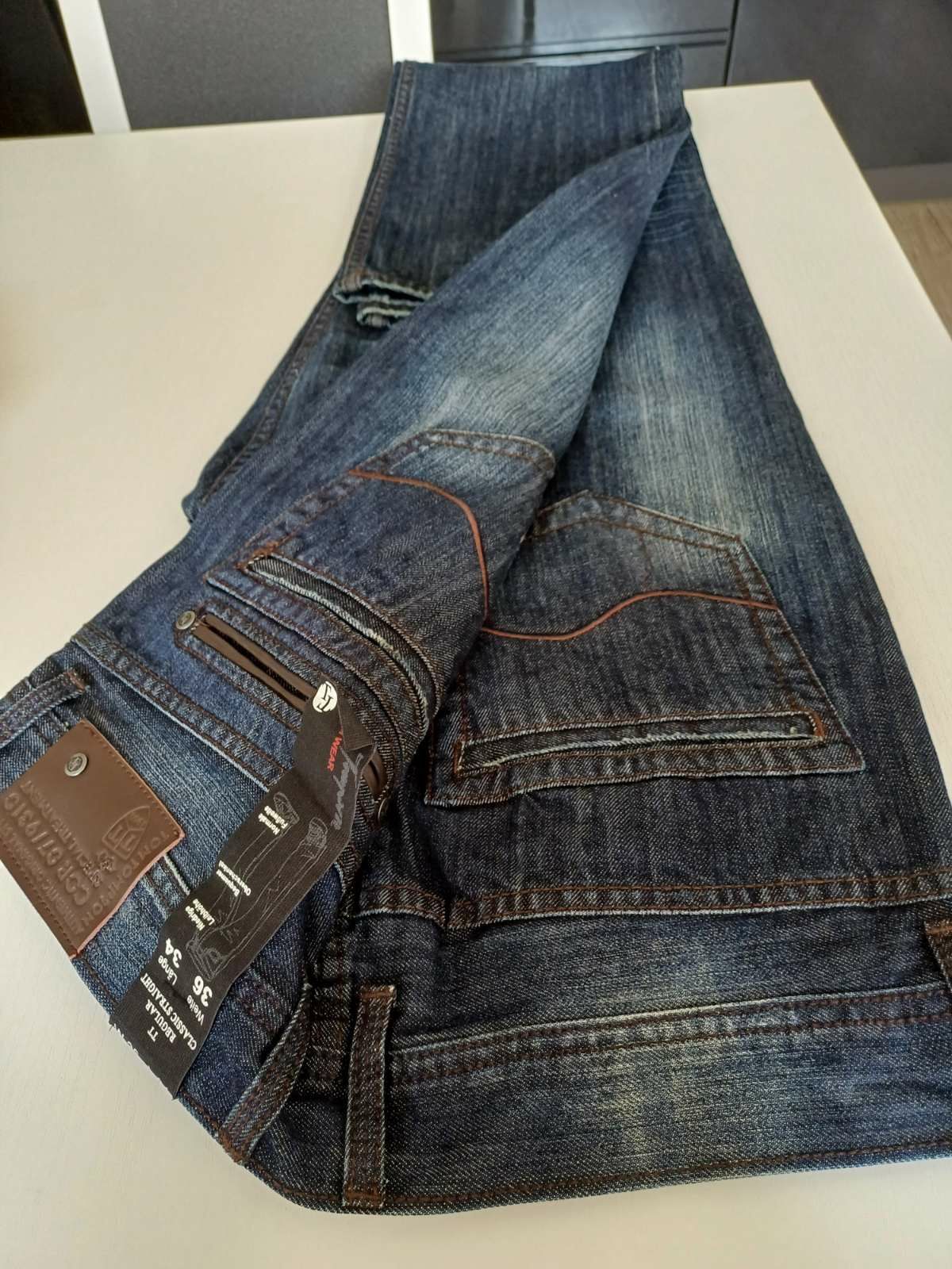 Spodnie męskie granatowy jeans nowe Tom Tompson rozm W36 L34.