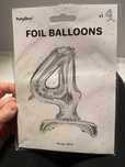 Balon srebrny foliowy cyfra 4 70 cm nowy