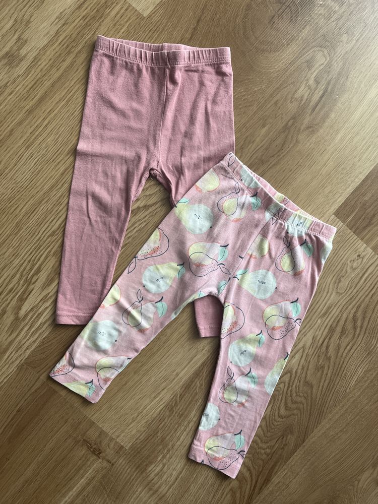 Legginsy dziewczęce, komplet 2 pary, różowe, gruszki, 80