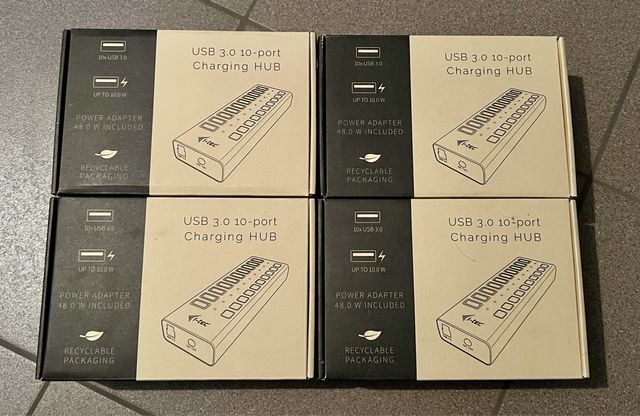 4 x Hub USB I-tec U3CHARGEHUB10 10 portowy