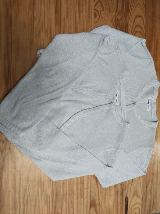 Dwa śliczne bolerka Sinsay 128 brokatowe srebrne