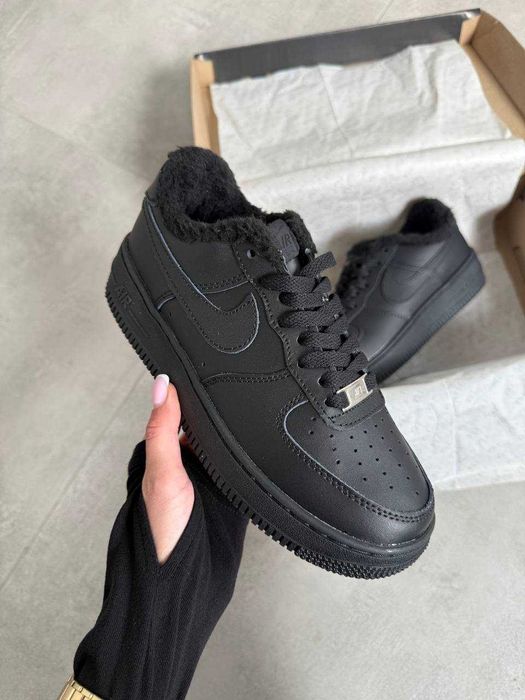 Nike Air Force Low Black Winter, форси чорні зима, форс Черные зима