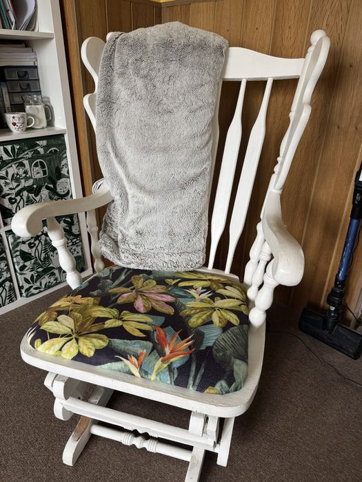 Fotel bujany drewno, fotel na biegunach