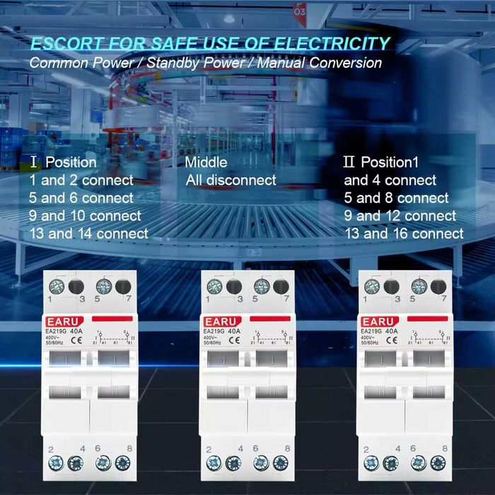 63А Трёхпозиционный переключатель, автомат ввода резерва генератора