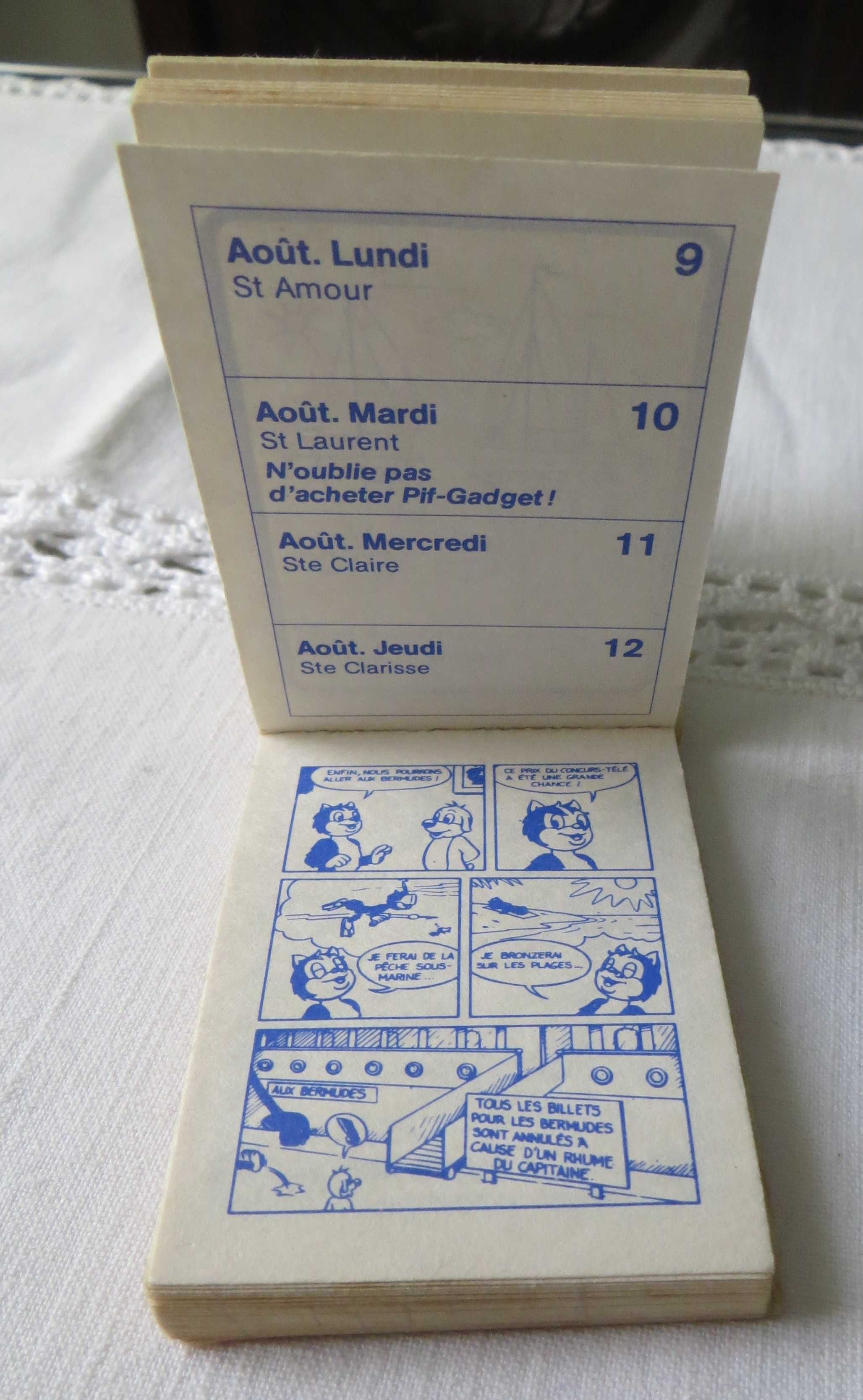 Mini Almanaque Calendário 1982 c/ Banda Desenhada 7 x 5 cm, Aba 1,5 cm