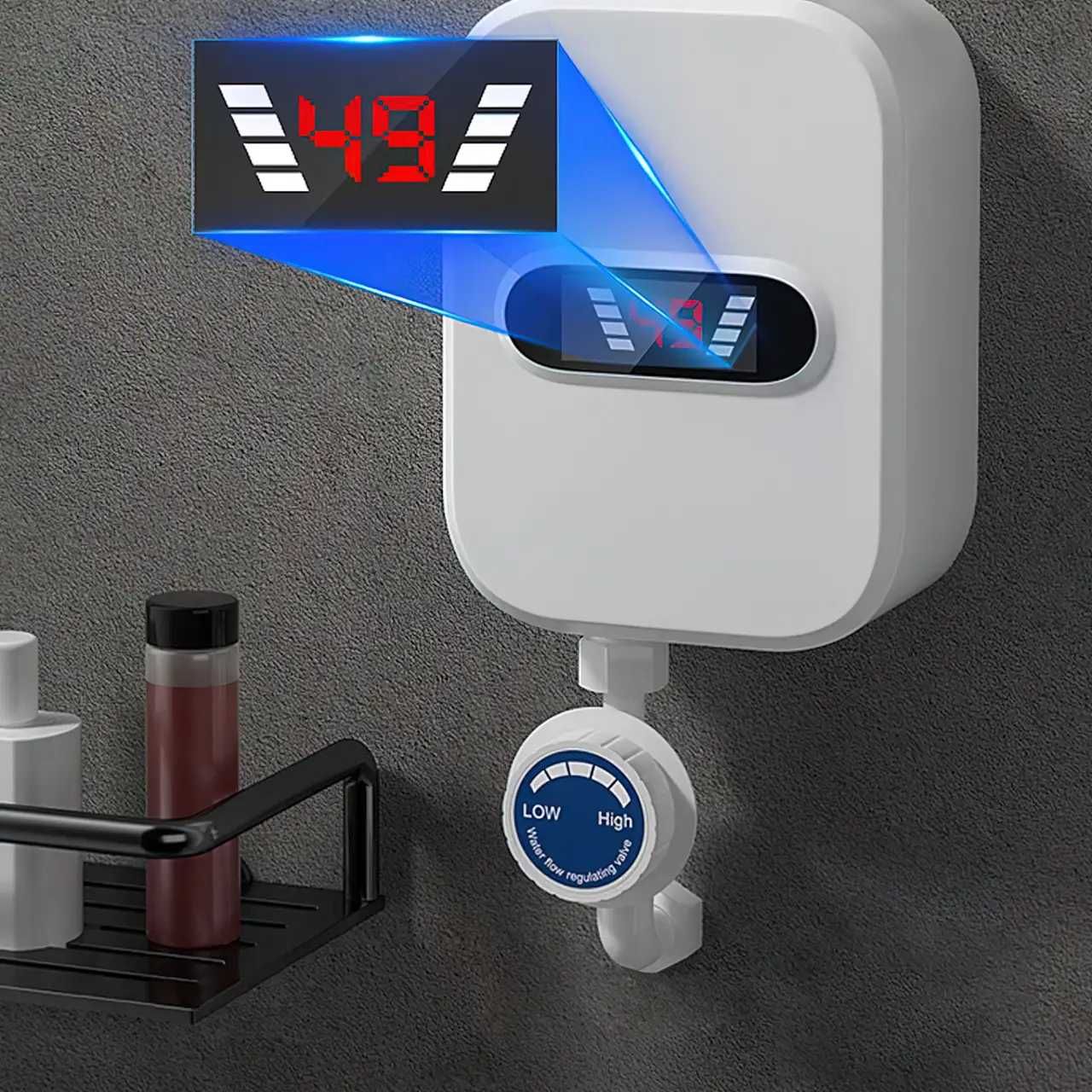 Проточный водонагреватель Delimano RX-021 с душем и экраном, 3500 Вт