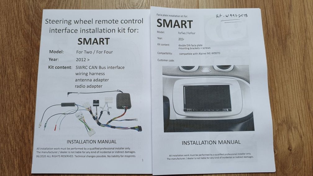 Kit moldura + canbus Alpine para radio 2 din para Smart