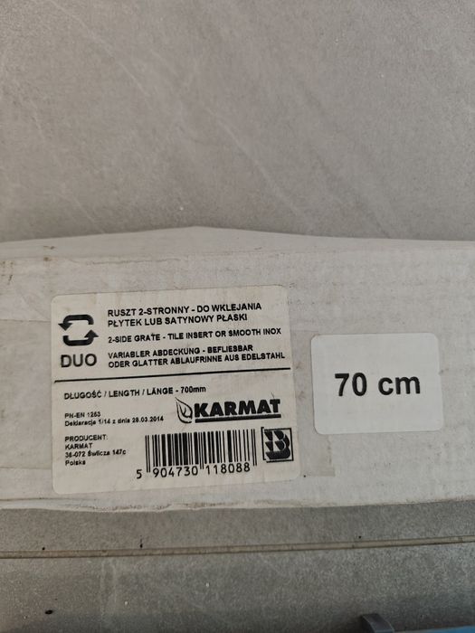 2x Karmat Duo ruszt do wklejenia płytek / satynowy płaski 70cm