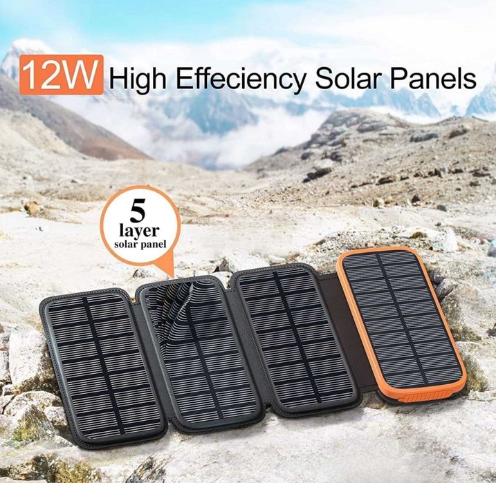Power bank solarny 15W 26800mAh ładowarka solarna 4x panel solarny