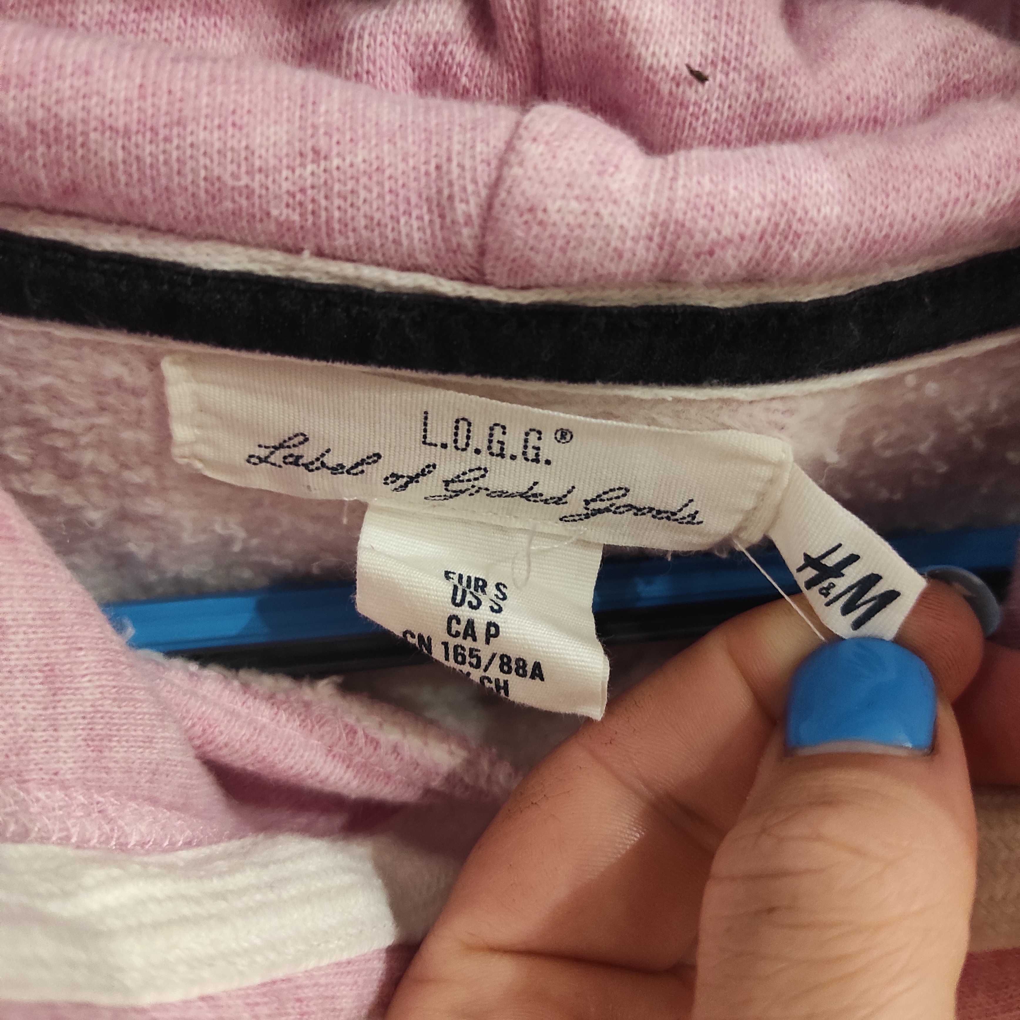 H&M Bluza  z kapturem damska kolor różowy rozmiar S