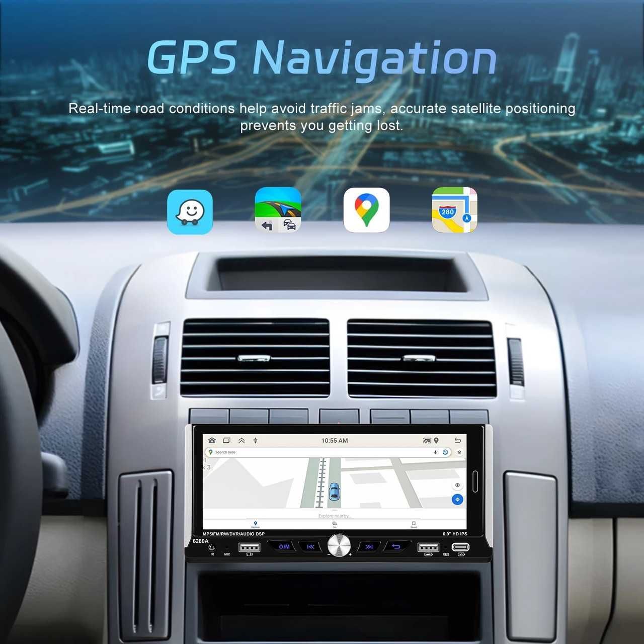 IPS экран 6.9! 1din магнитола 628ОА Android 2/32Gb Экран/ GPS/ WiFi