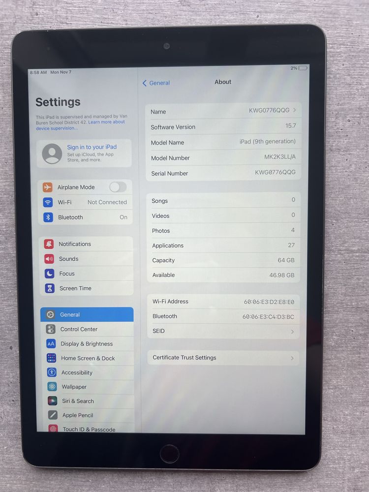 iPad 9 покол. 2021р. 64GB. Space Grey. Гарантія