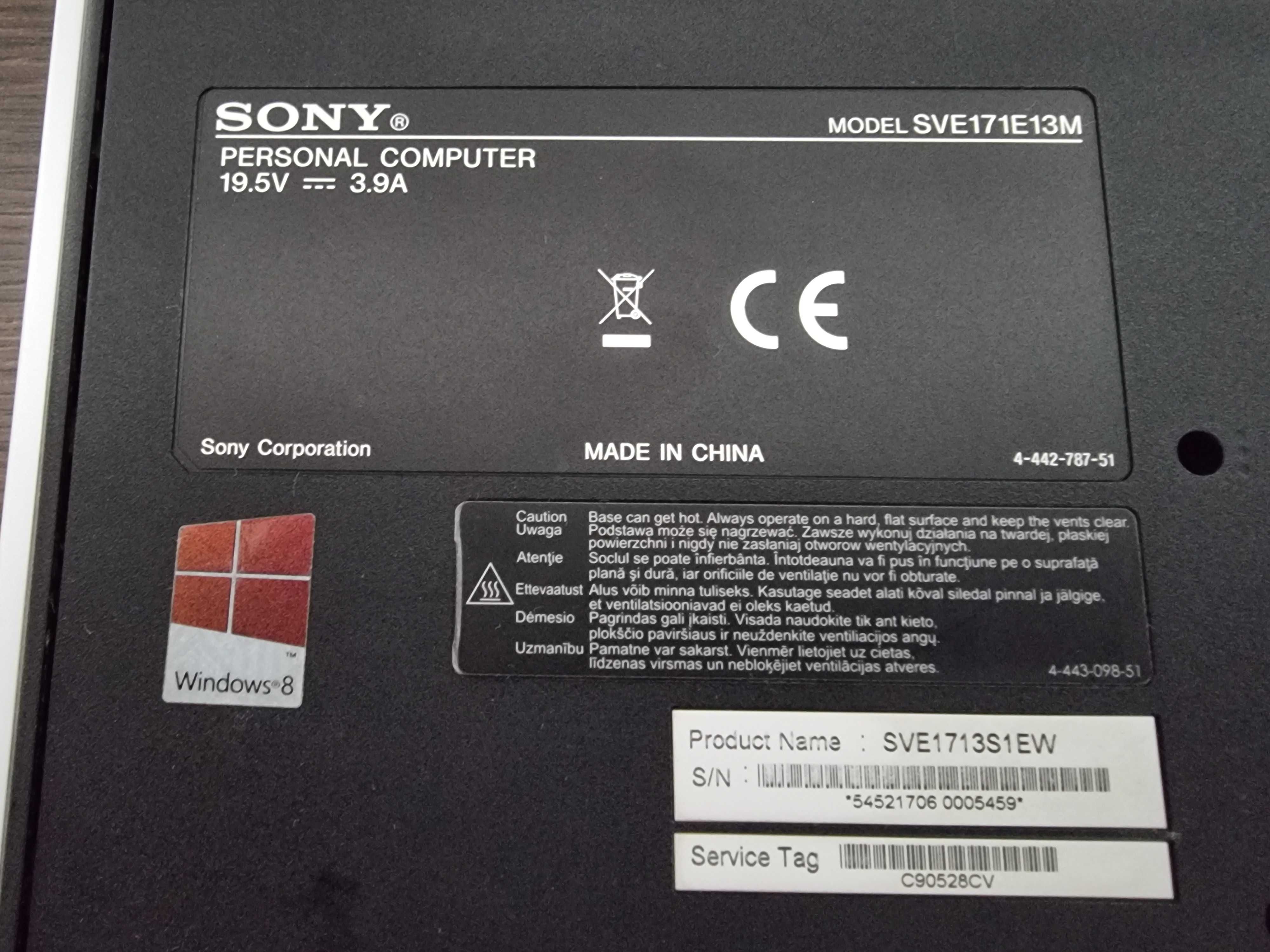 Sony VAIO SVE1713S1EW 17,3" i5 / 6GB RAM / HDD / Windows – biały