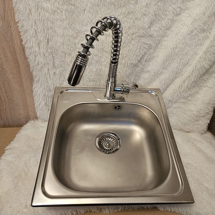 Zlewozmywak z baterią stal nierdzewna