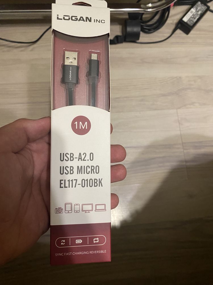 Кабель Logan USB-A 2.0 - microUSB 1 м Black (EL117-010BK) цена за 2