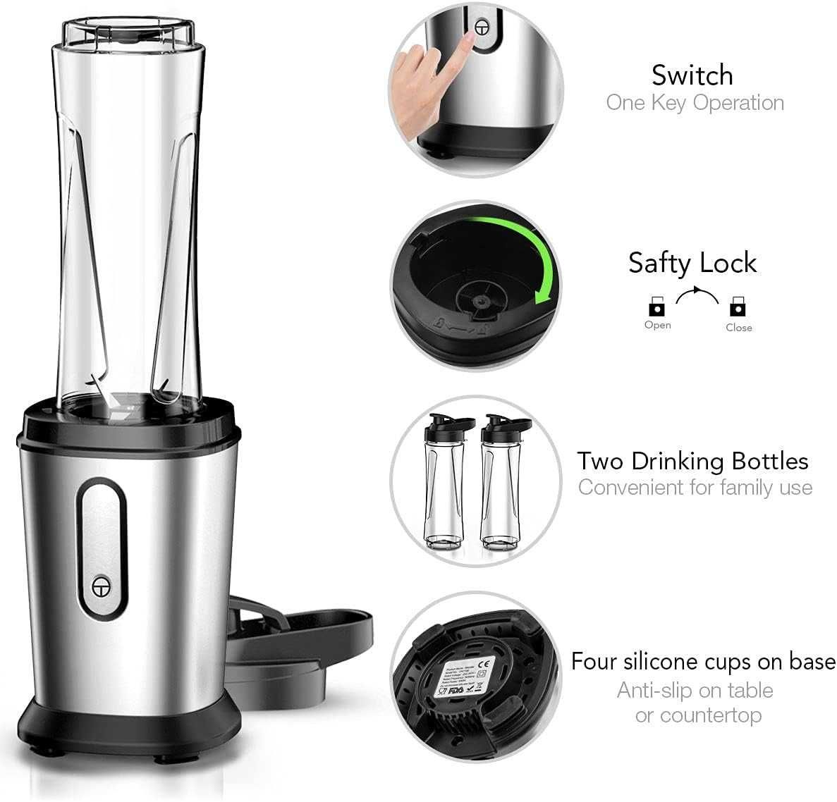 BLENDER Vopixb Mixer, Smoothie Maker, 500W z dwoma kubkami