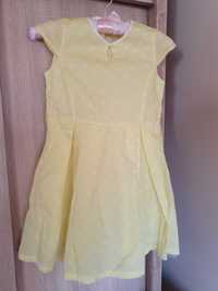 Piękna sukienka Cocodrillo 134 żółta w białe kropki Wielkanoc