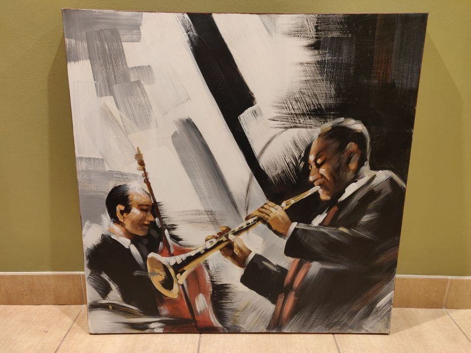 Obraz olejny z rana 76x76 muzyka jazz